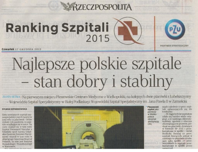 W gronie najlepszych szpitali w kraju i województwie