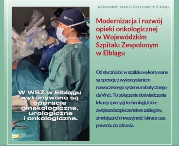 Operacje chirurgiczne z wykorzystaniem robota da Vinci w WSZ w Elblągu 