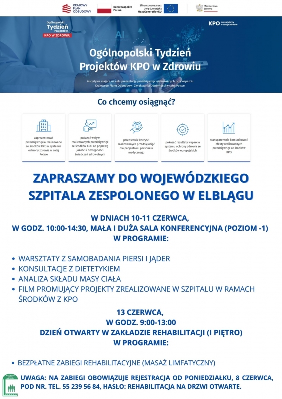 Bezpłatne badania i warsztaty prozdrowotne w Wojewódzkim Szpitalu Zespolonym w Elblągu